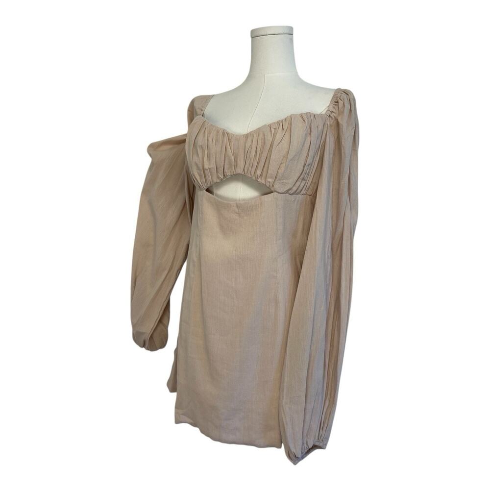 Elegant Tan Off-Shoulder Mini Dress